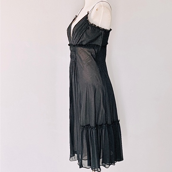 VINTAGE babydoll evening maxi Dress SIZE 14 black strappy - Picture 2 of 8